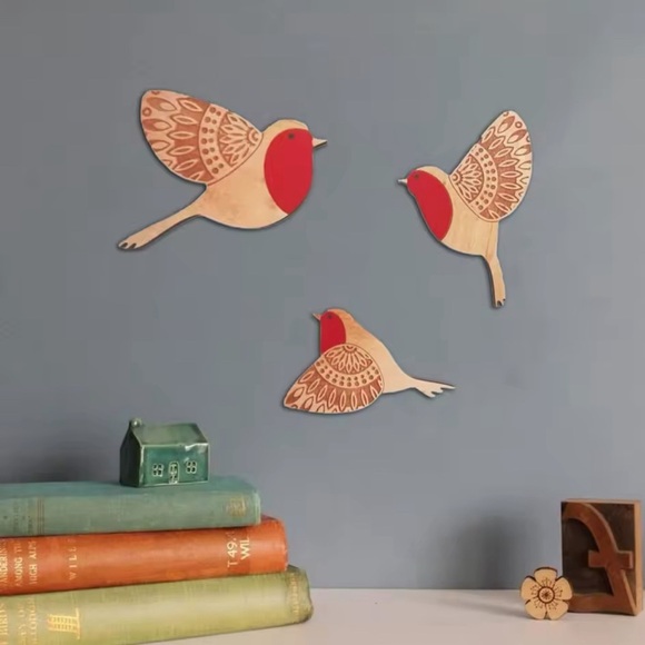 Flying Bird Hanging Background Wall Decorations Wall Decorations Wooden Bird Art - Picture 1 of 8